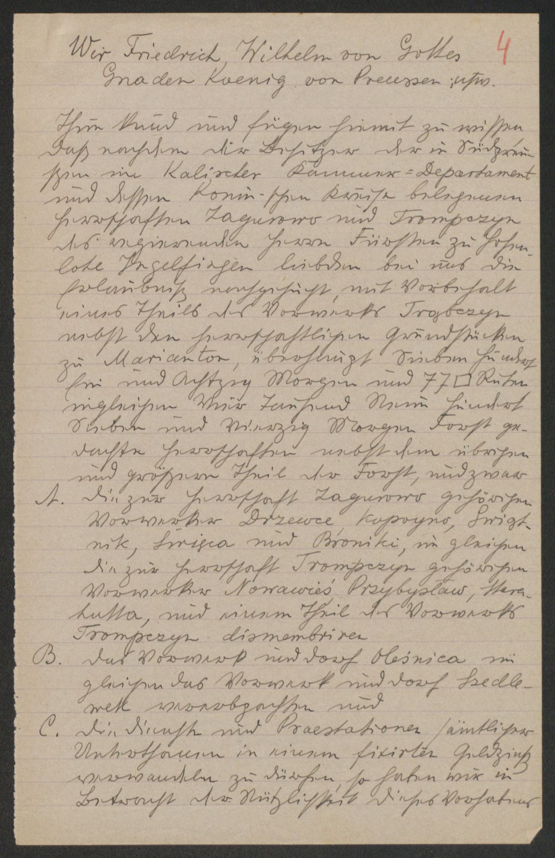 Manuscript page 1 of letter 2