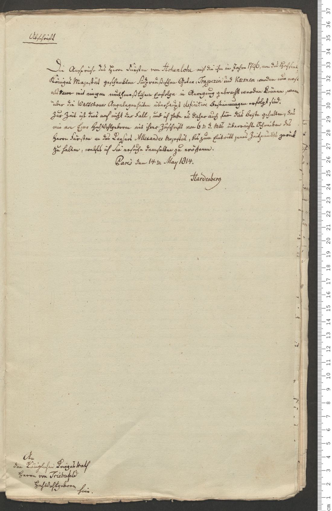 Manuscript page 1 of letter 3