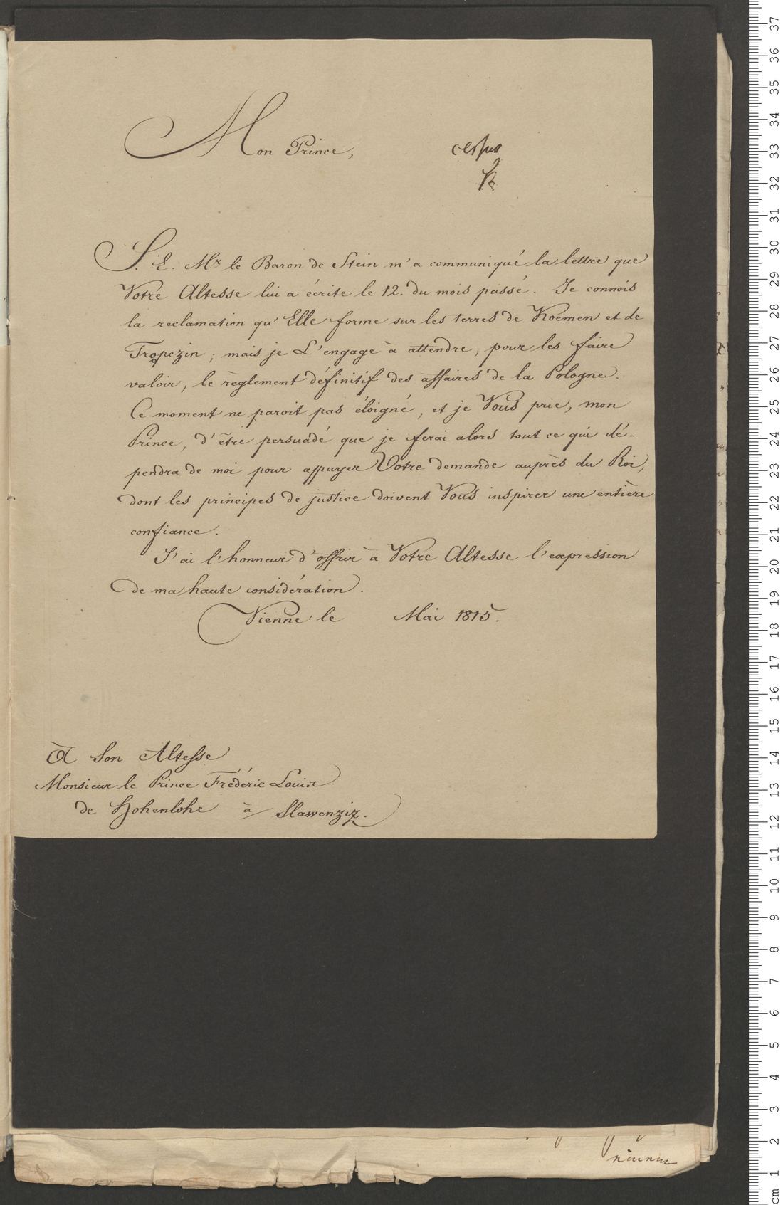 Manuscript page 1 of letter 13