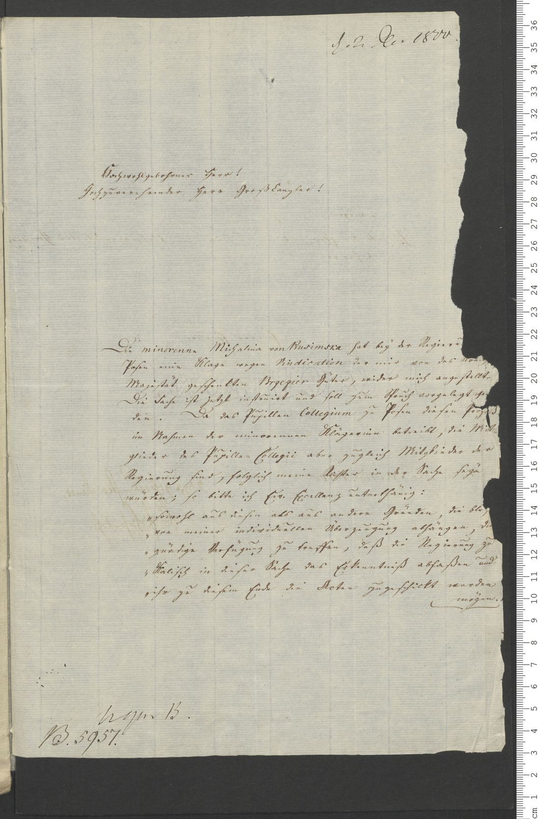 Manuscript page 1 of letter 5