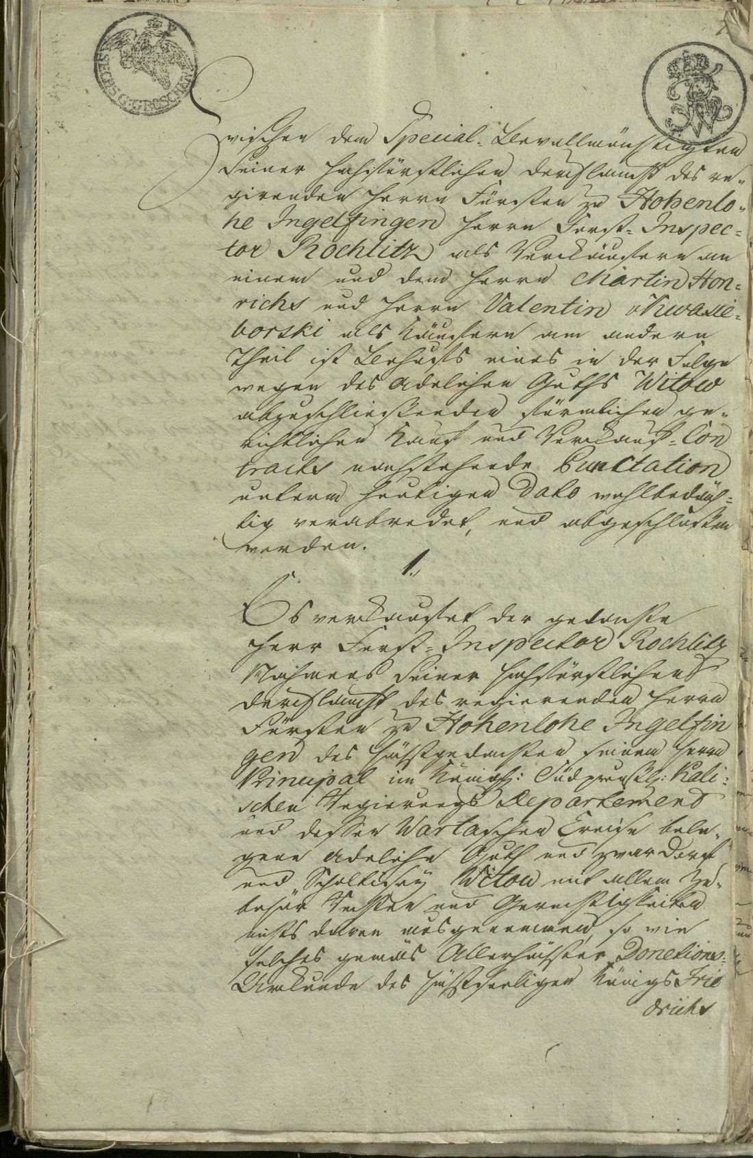Manuscript page 1 of letter 2