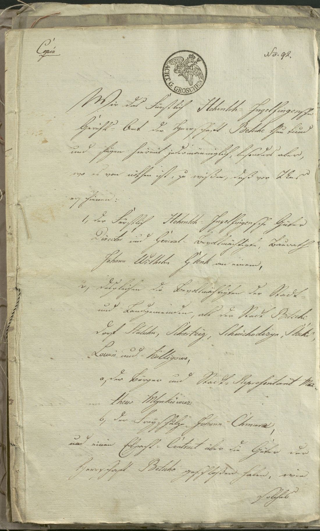 Manuscript page 1 of letter 18