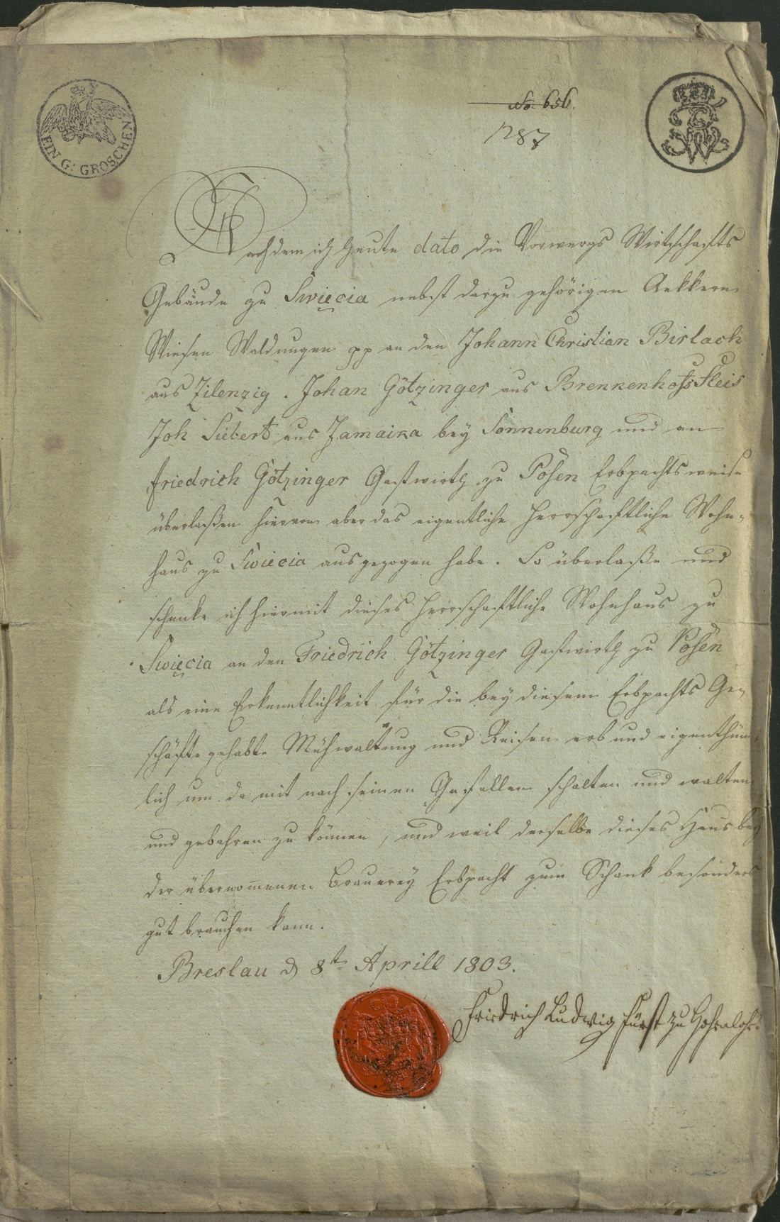 Manuscript page 1 of letter 20
