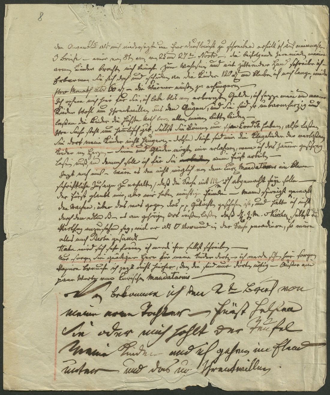 Manuscript page 1 of letter 8