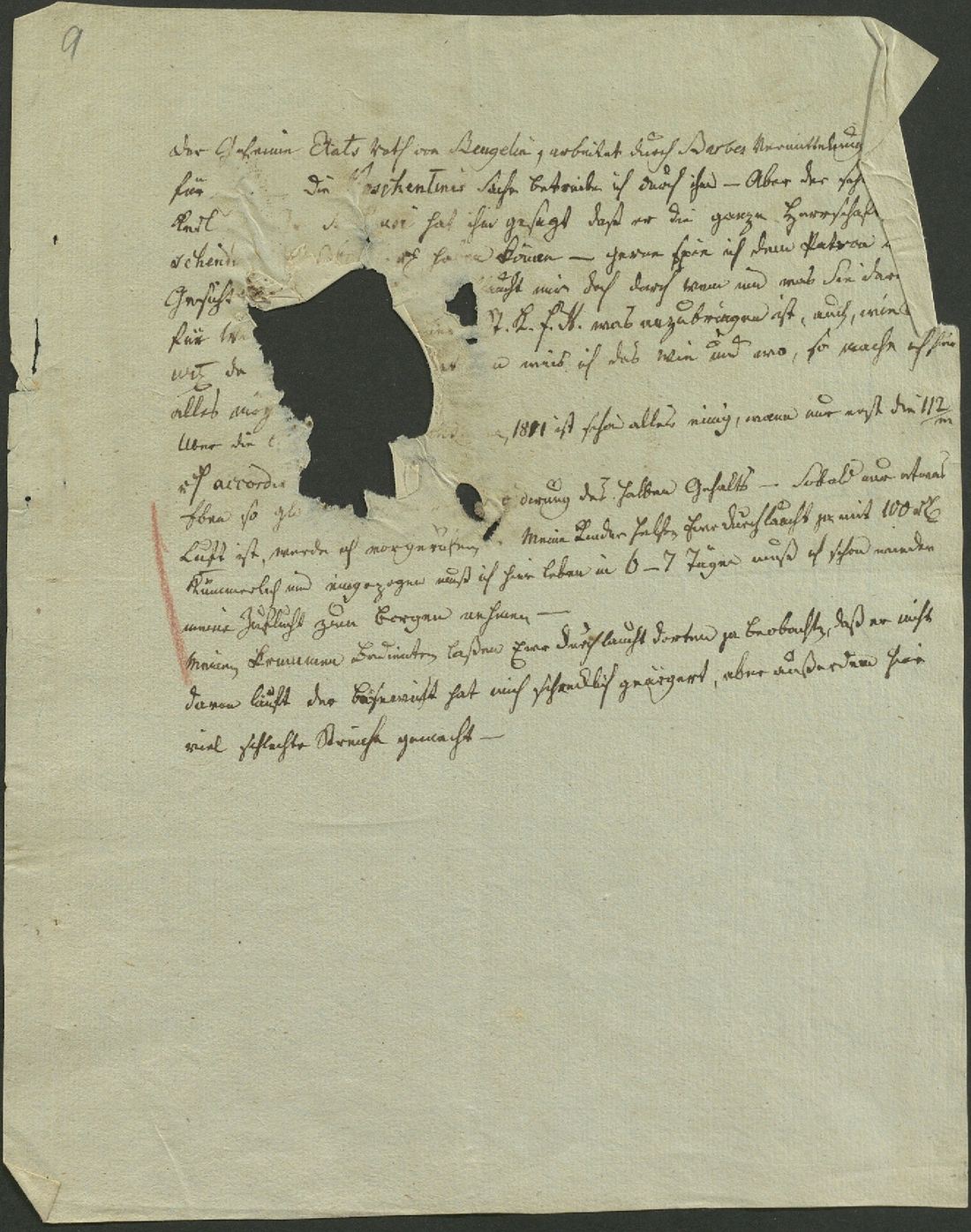 Manuscript page 1 of letter 9