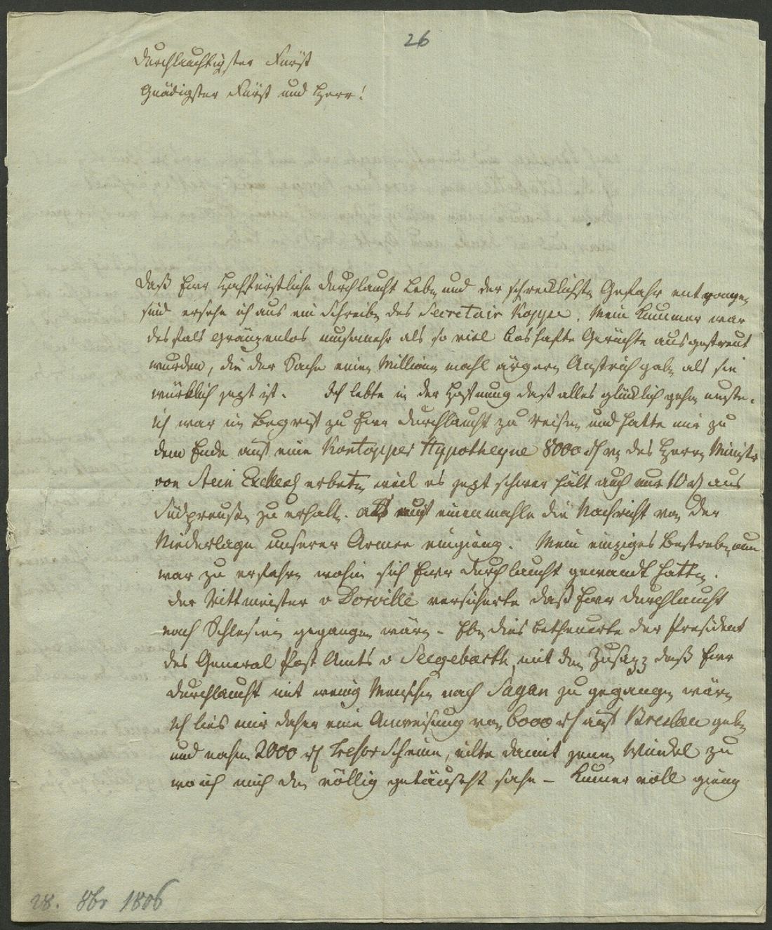 Manuscript page 1 of letter 26