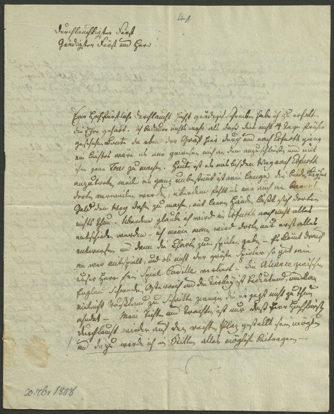 Manuscript page 1 of letter 41