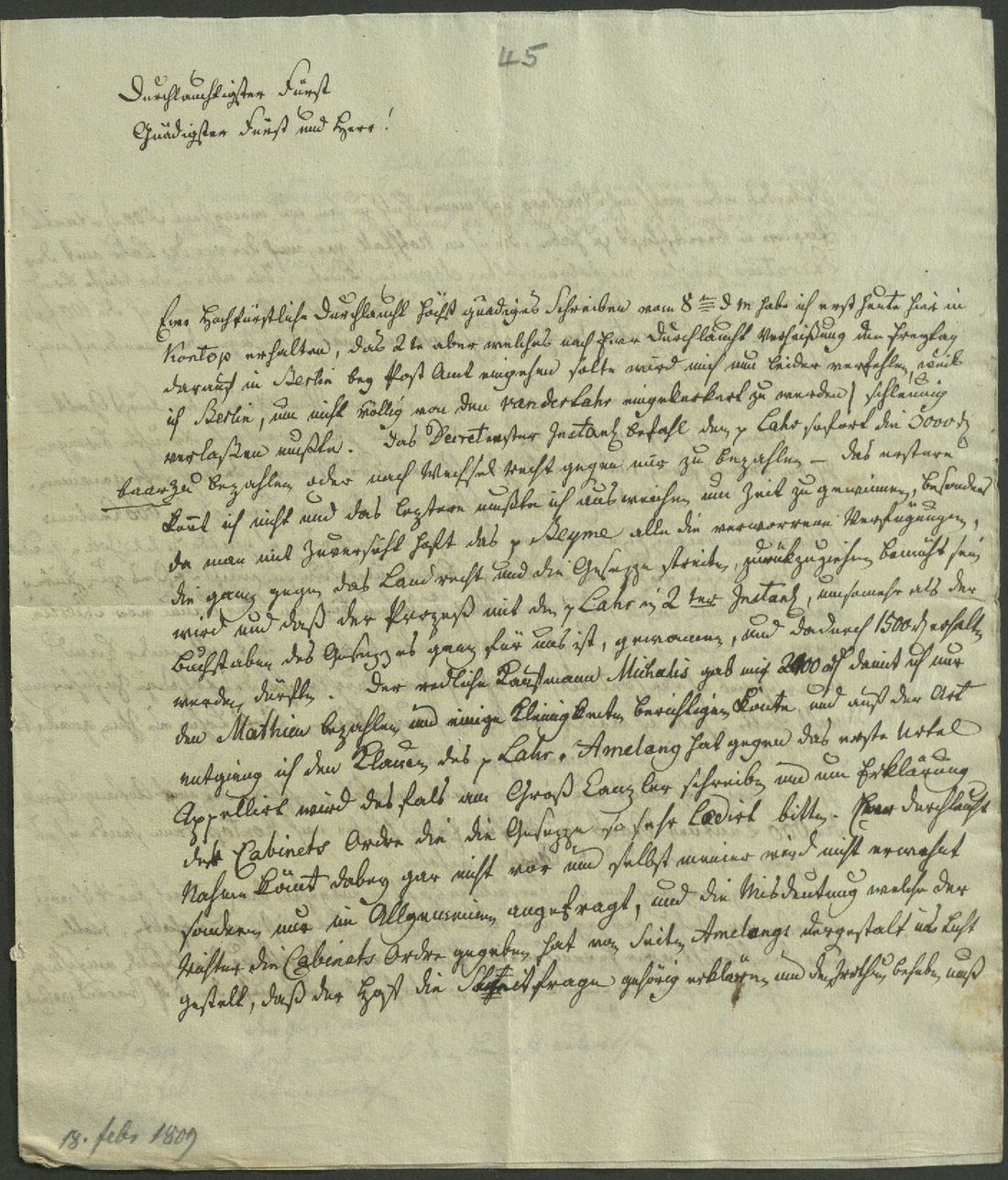 Manuscript page 1 of letter 45
