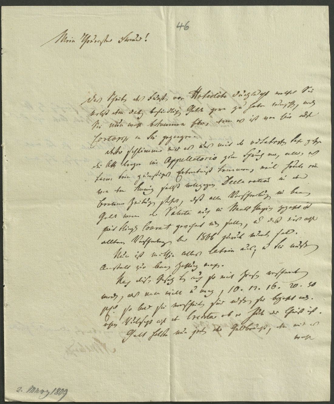 Manuscript page 1 of letter 46