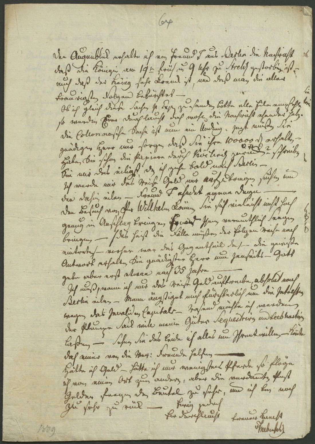 Manuscript page 1 of letter 64