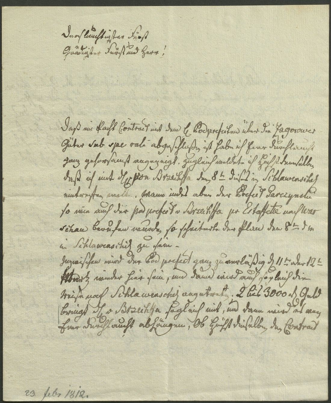 Manuscript page 1 of letter 72a