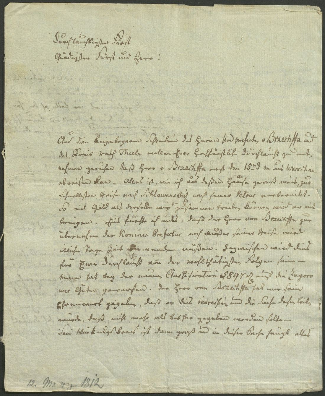 Manuscript page 1 of letter 72b