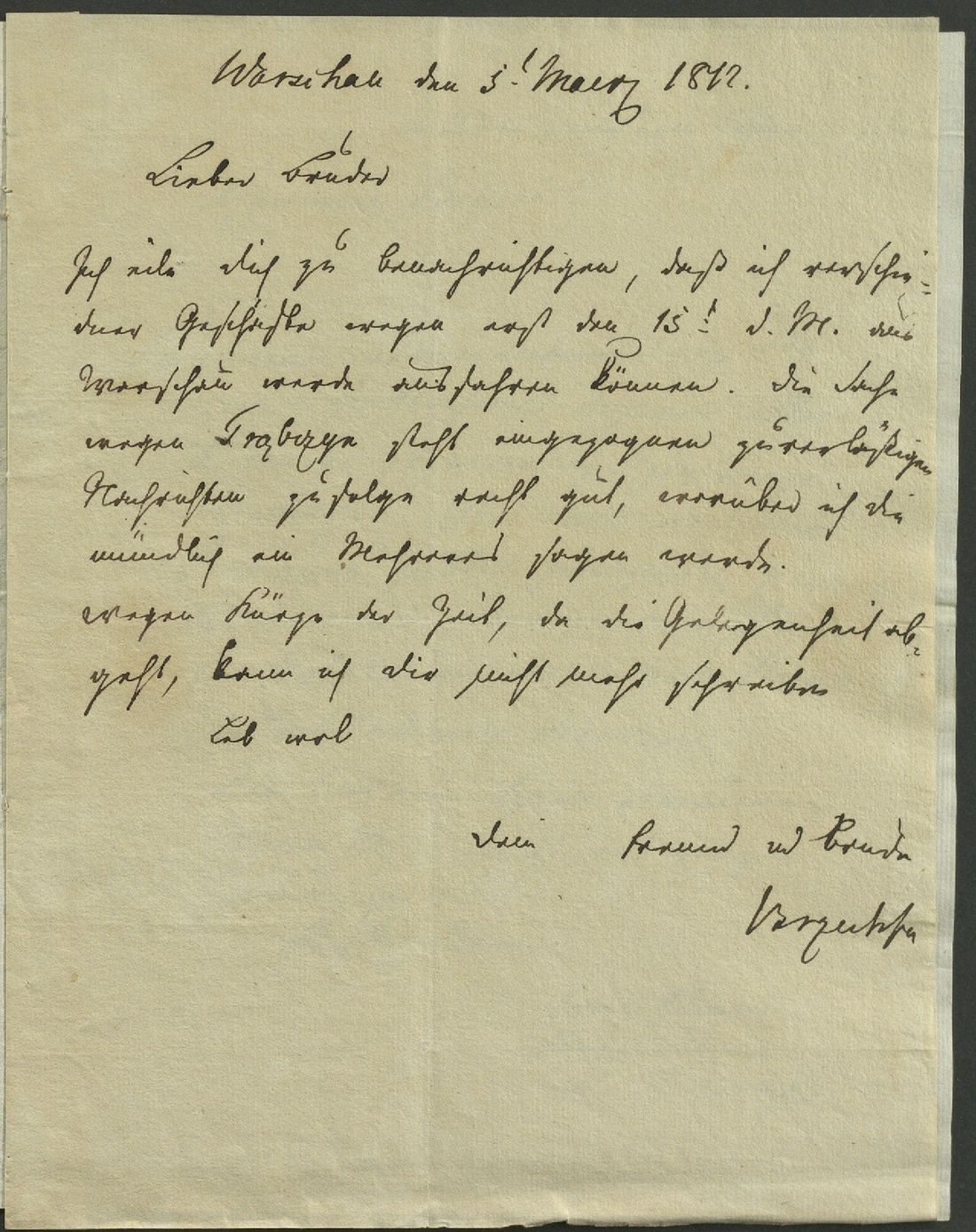 Manuscript page 1 of letter 72d