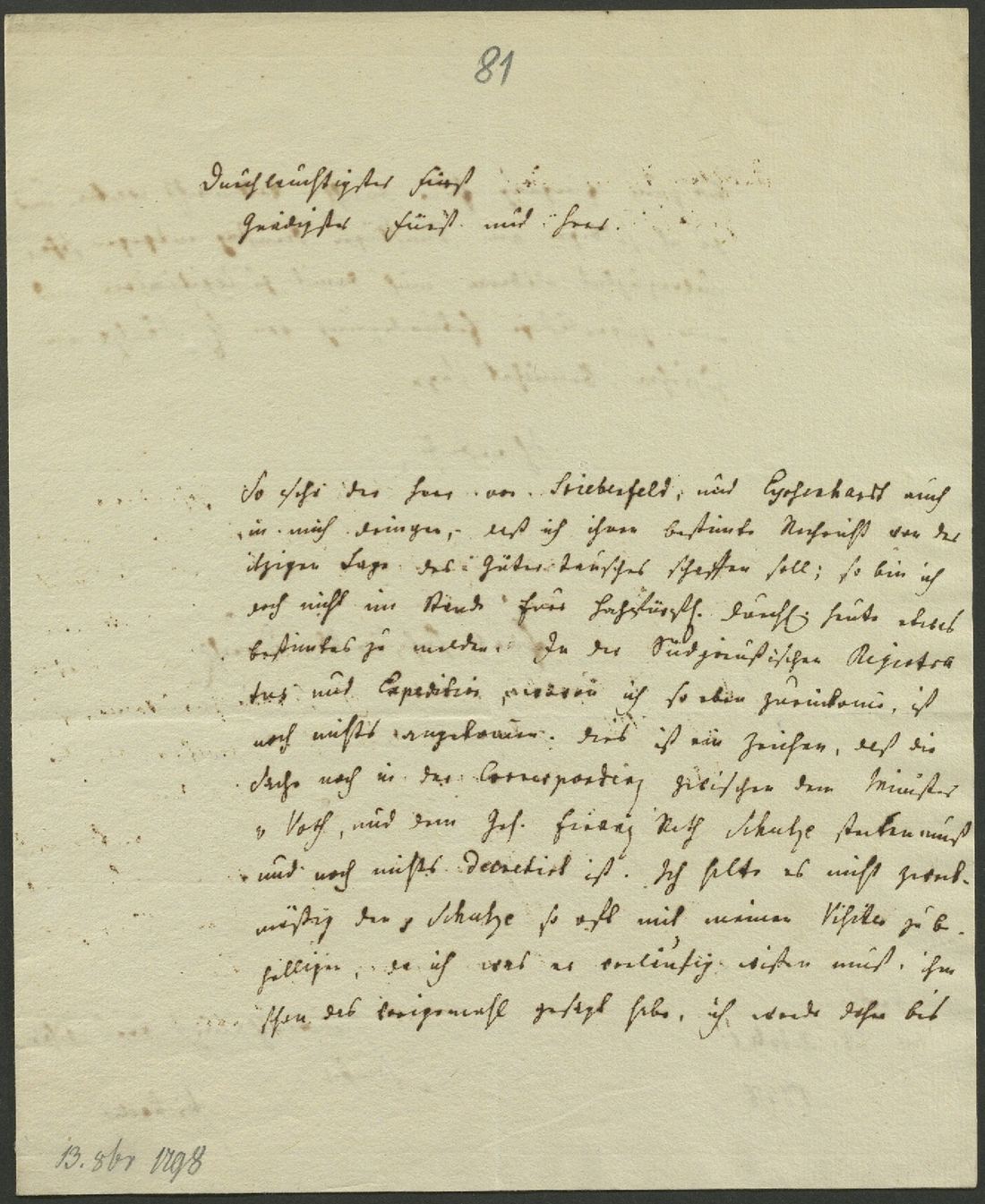 Manuscript page 1 of letter 81