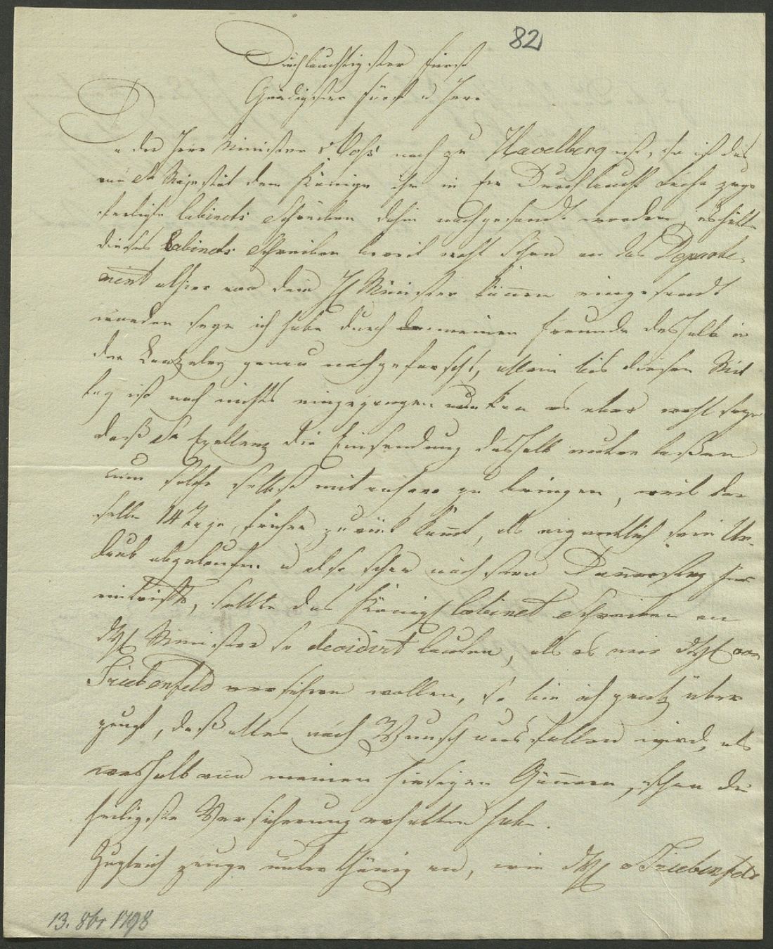 Manuscript page 1 of letter 82