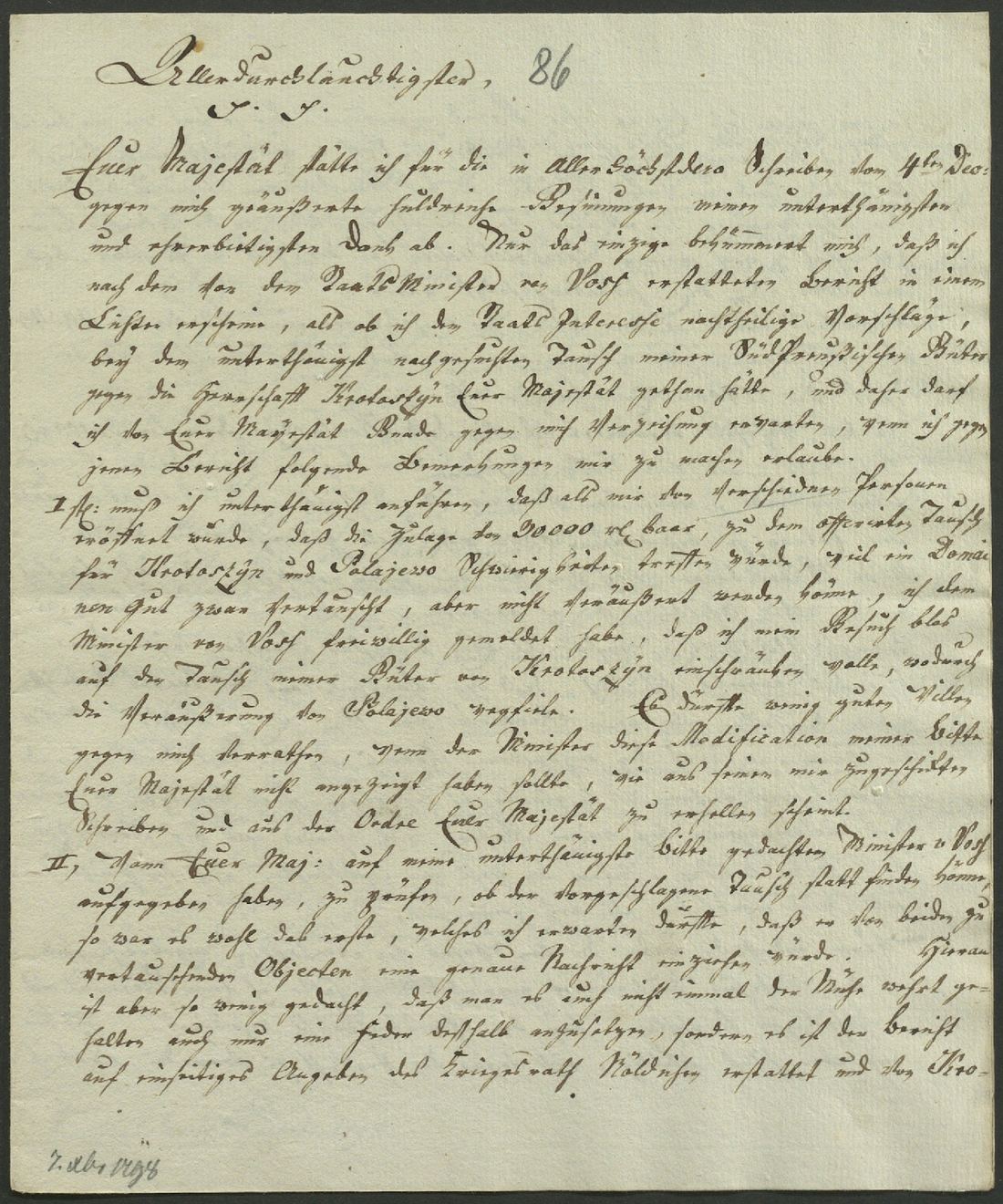 Manuscript page 1 of letter 86