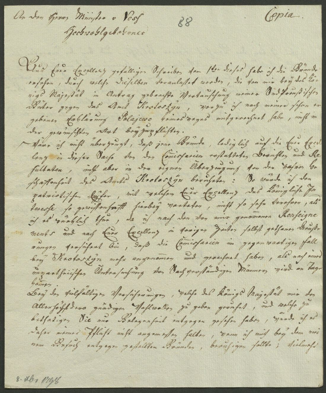 Manuscript page 1 of letter 88