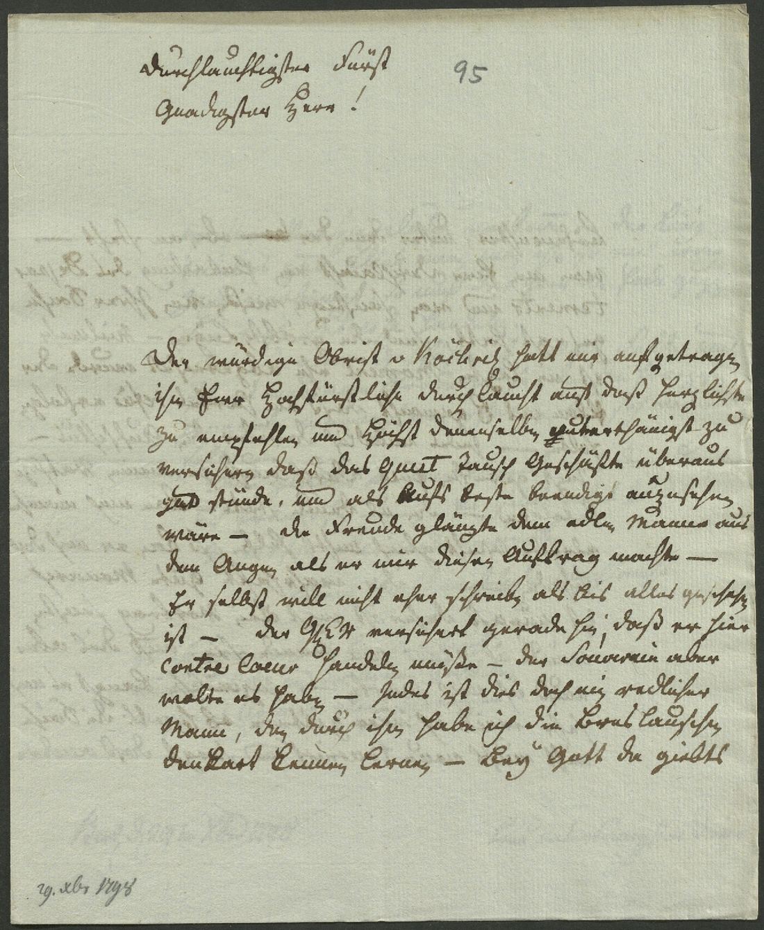 Manuscript page 1 of letter 95
