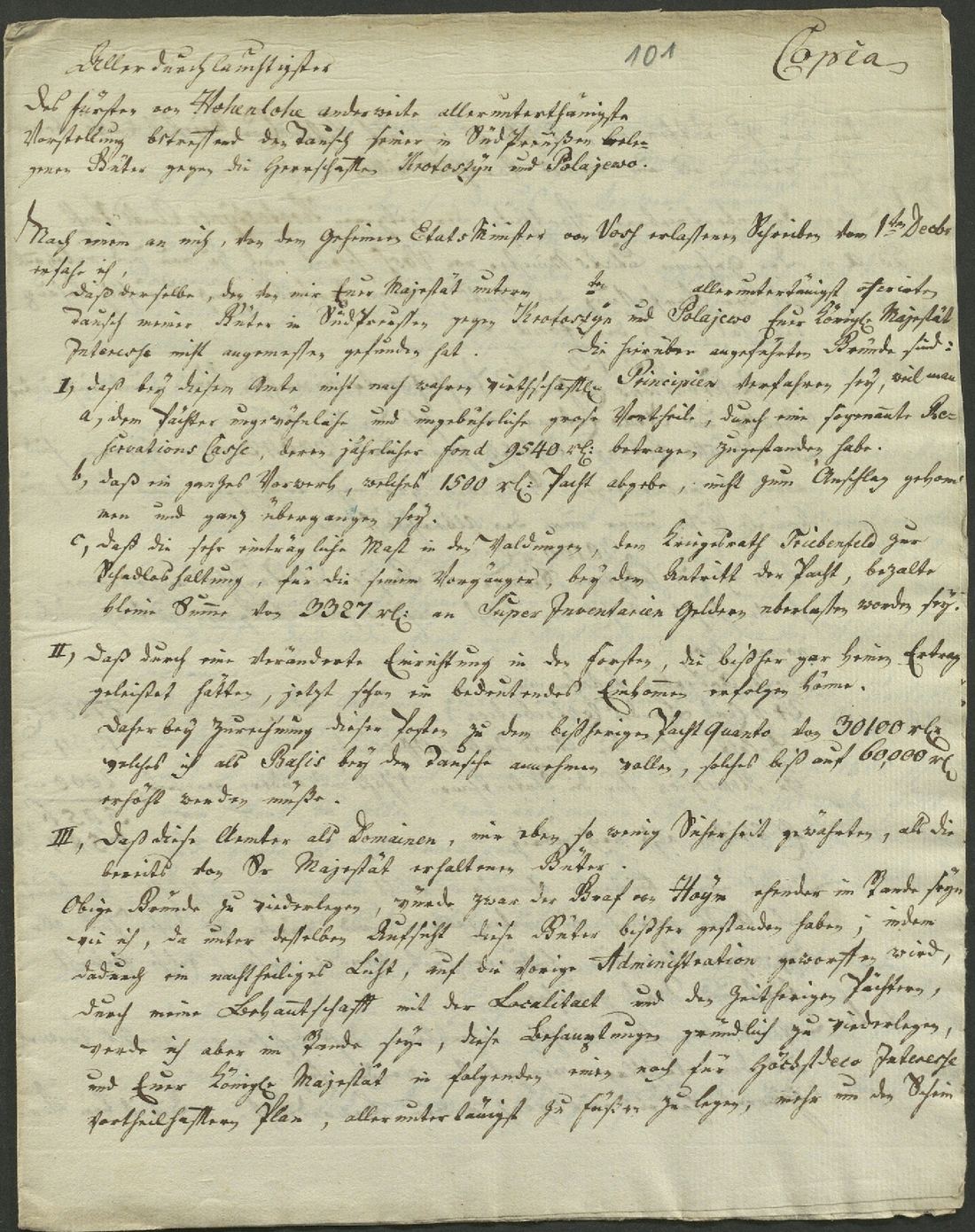 Manuscript page 1 of letter 101