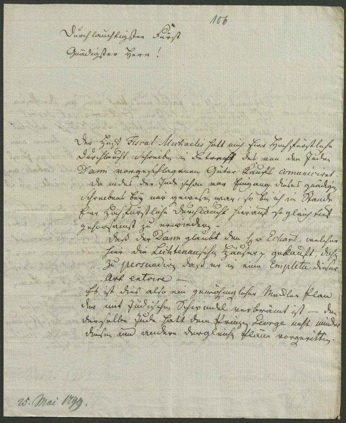 Manuscript page 1 of letter 106