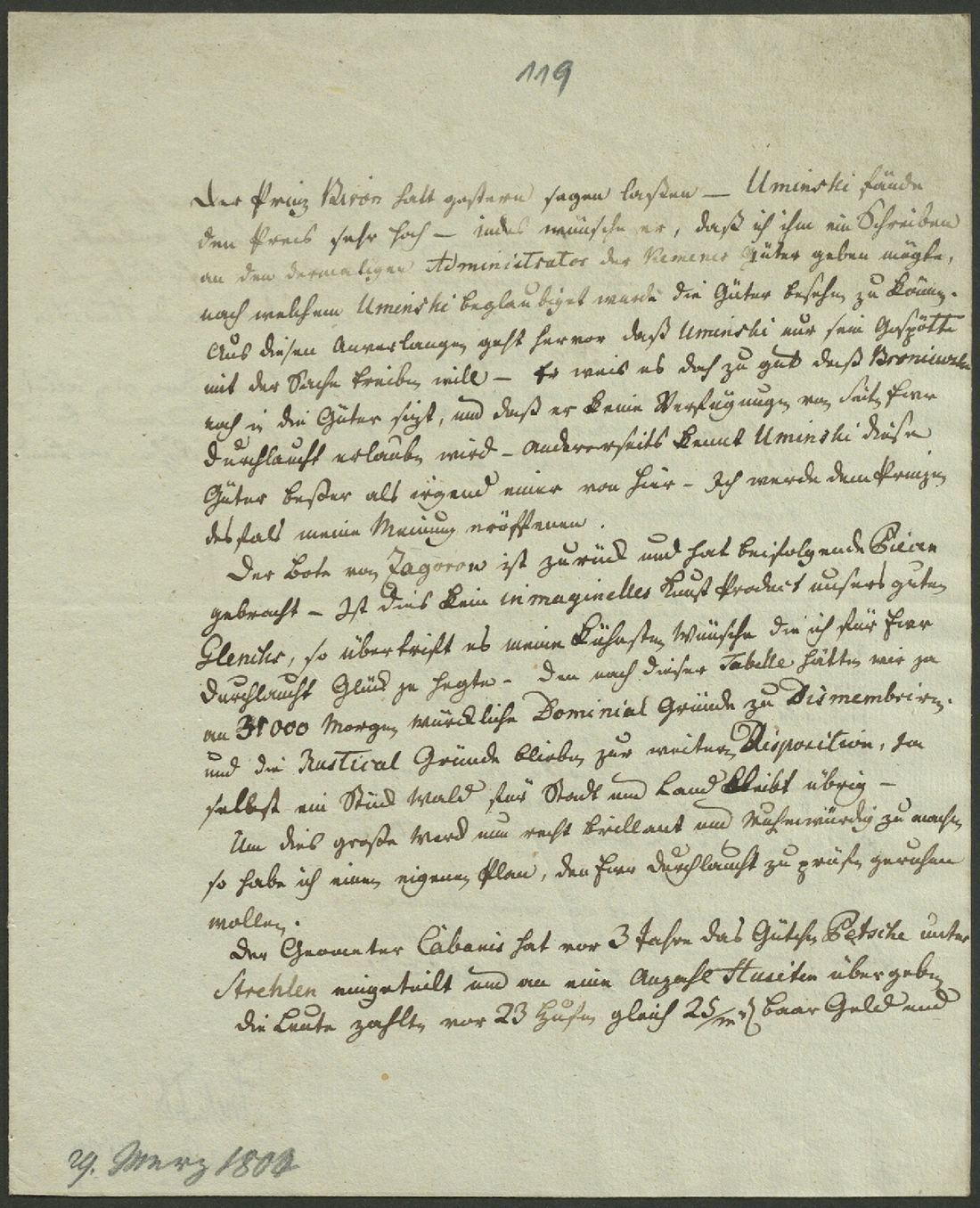 Manuscript page 1 of letter 119