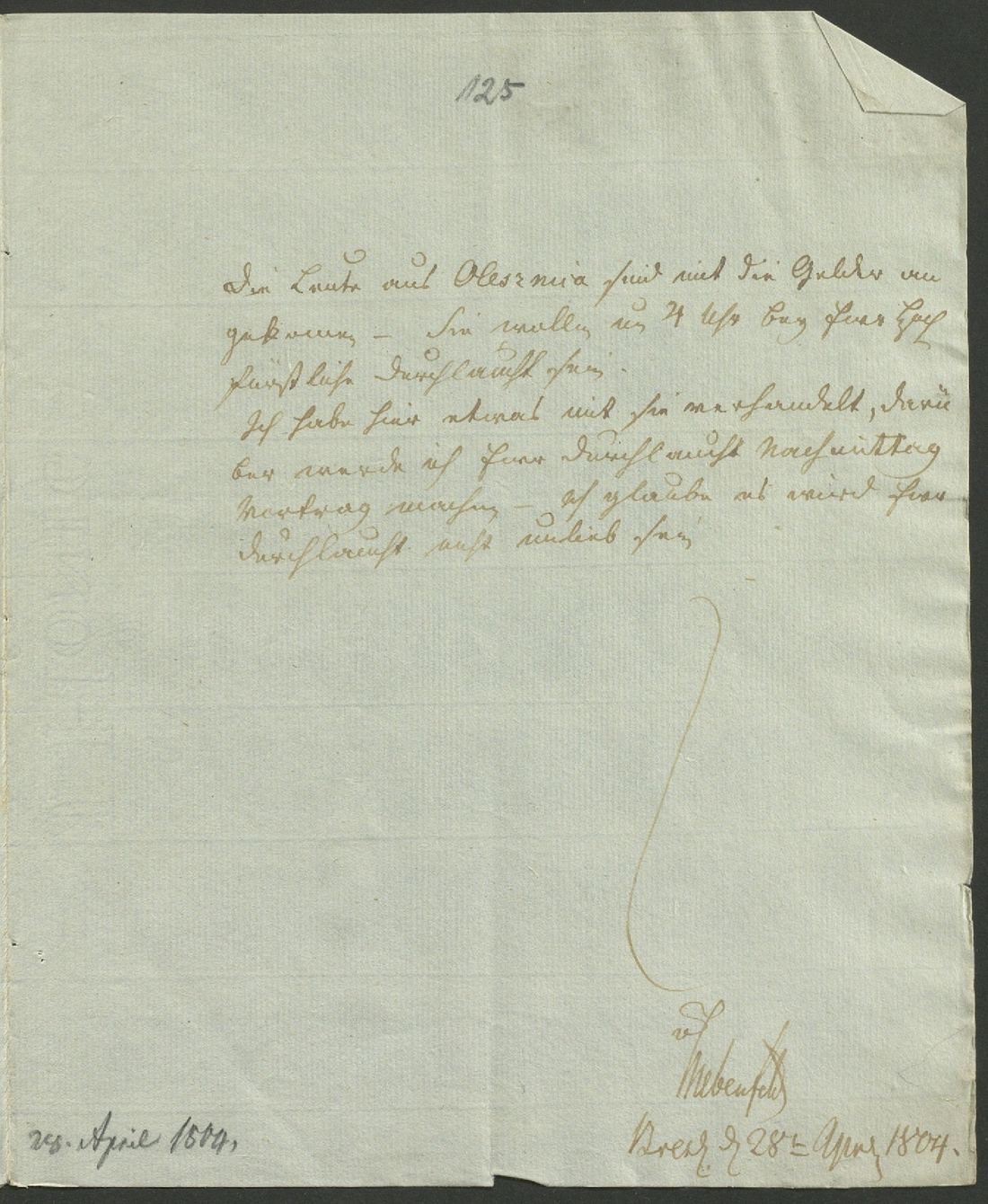Manuscript page 1 of letter 125