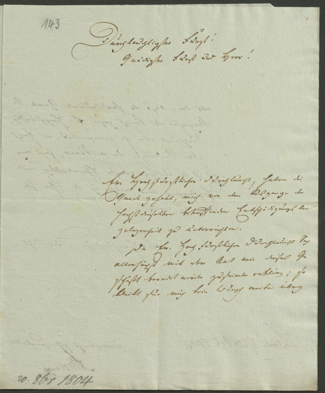 Manuscript page 1 of letter 143