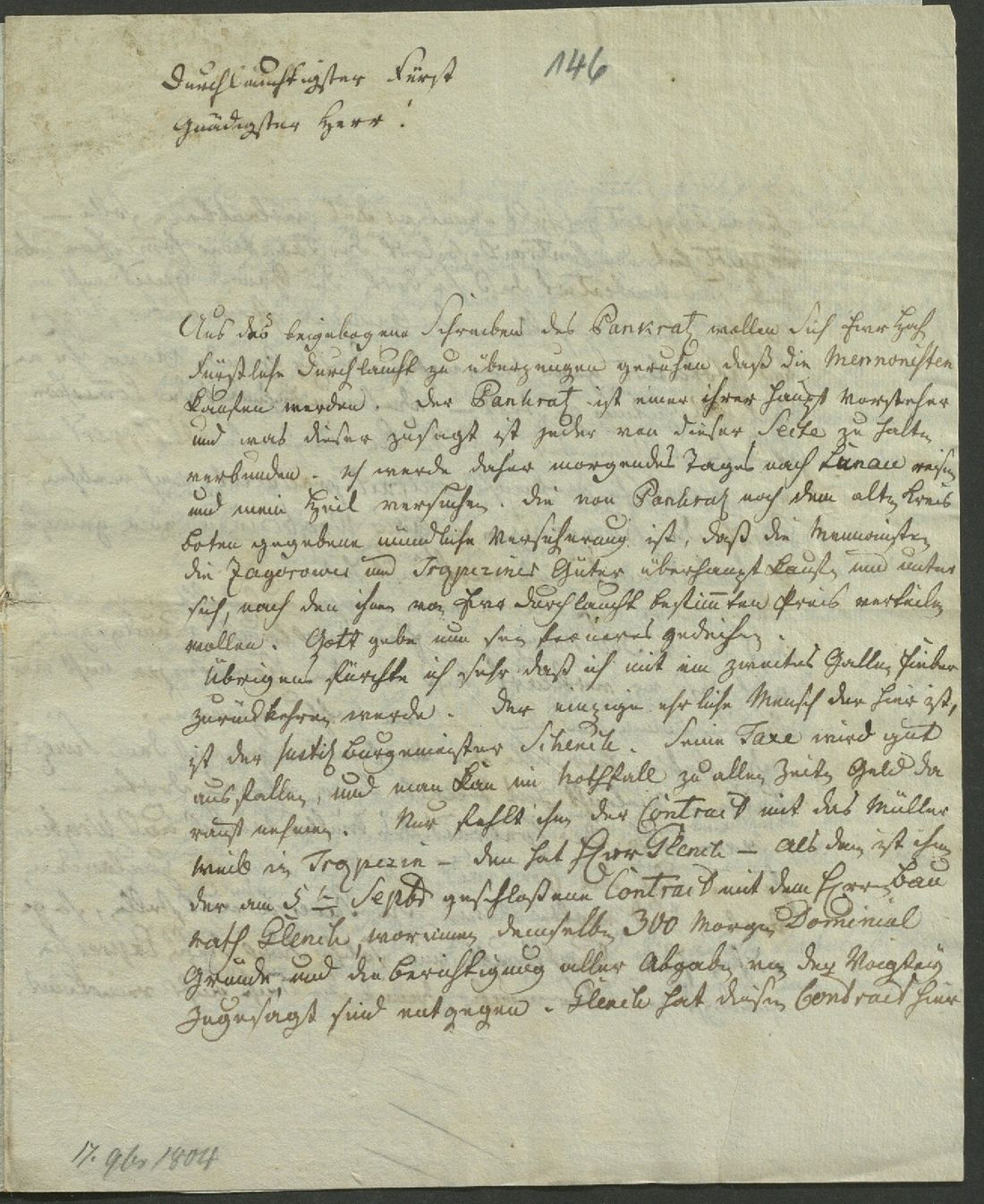 Manuscript page 1 of letter 146