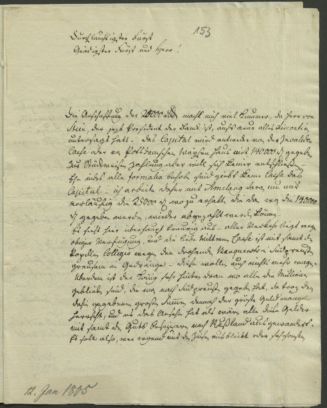 Manuscript page 1 of letter 153
