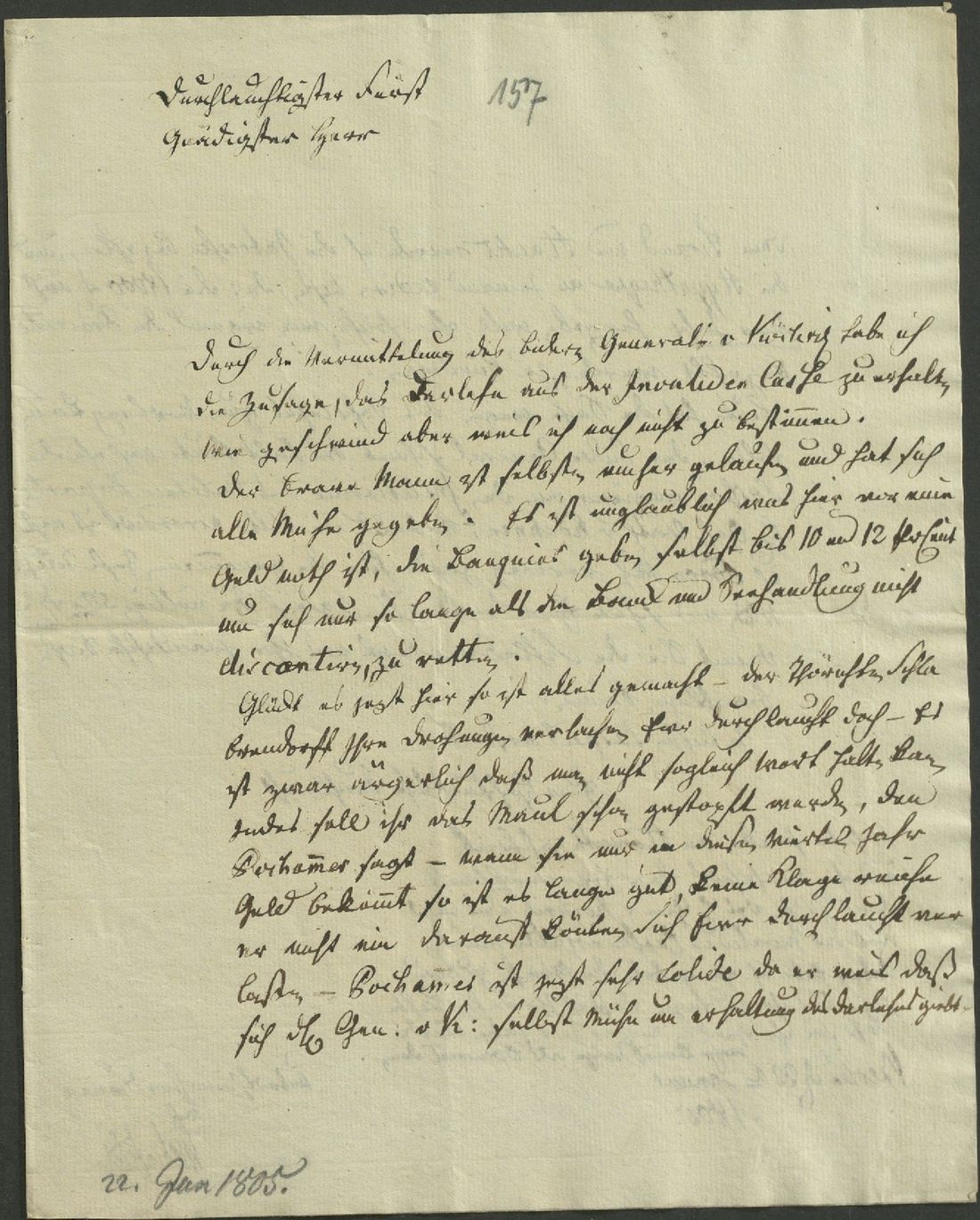 Manuscript page 1 of letter 157