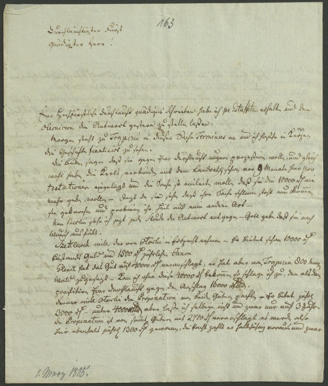 Manuscript page 1 of letter 163
