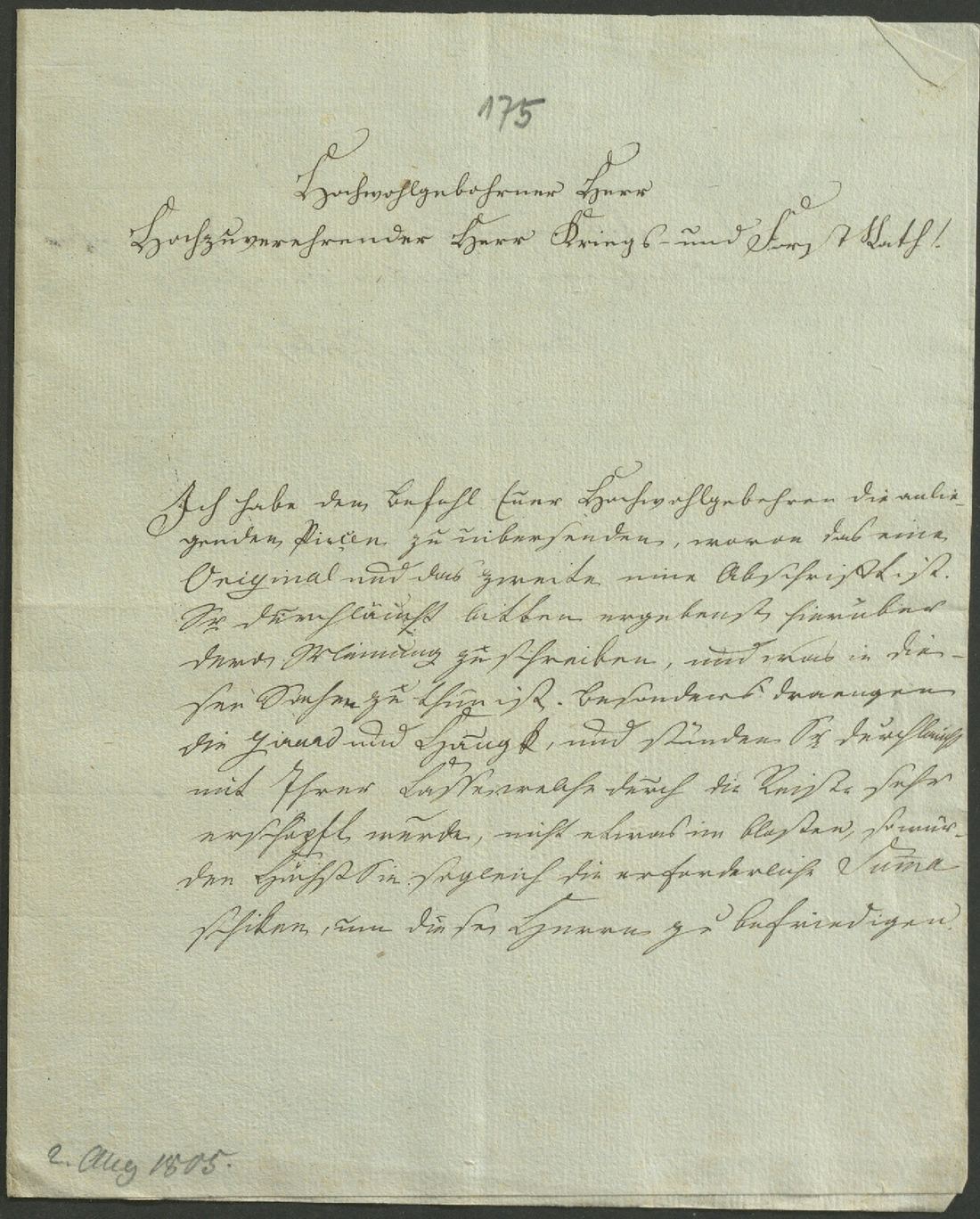 Manuscript page 1 of letter 175