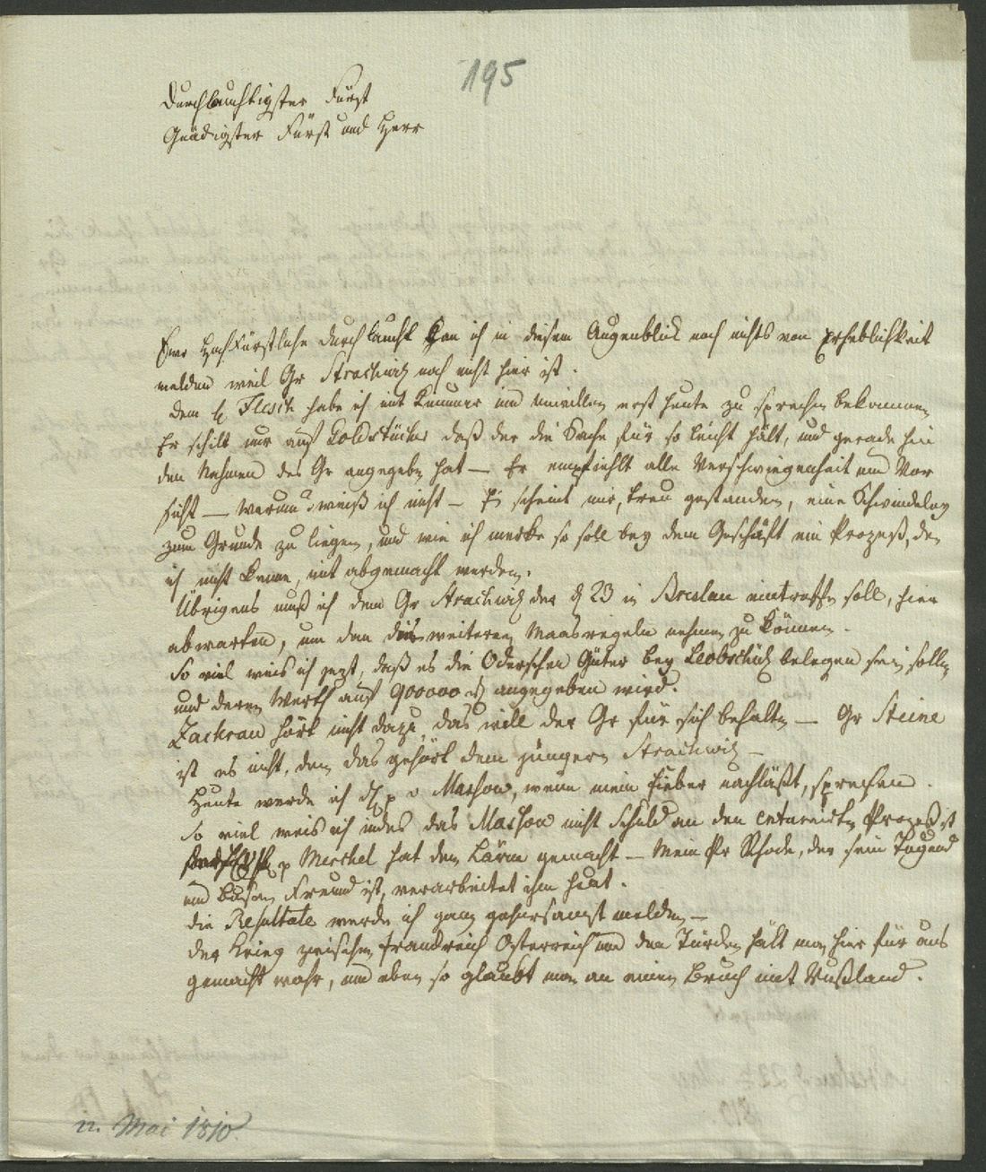 Manuscript page 1 of letter 195
