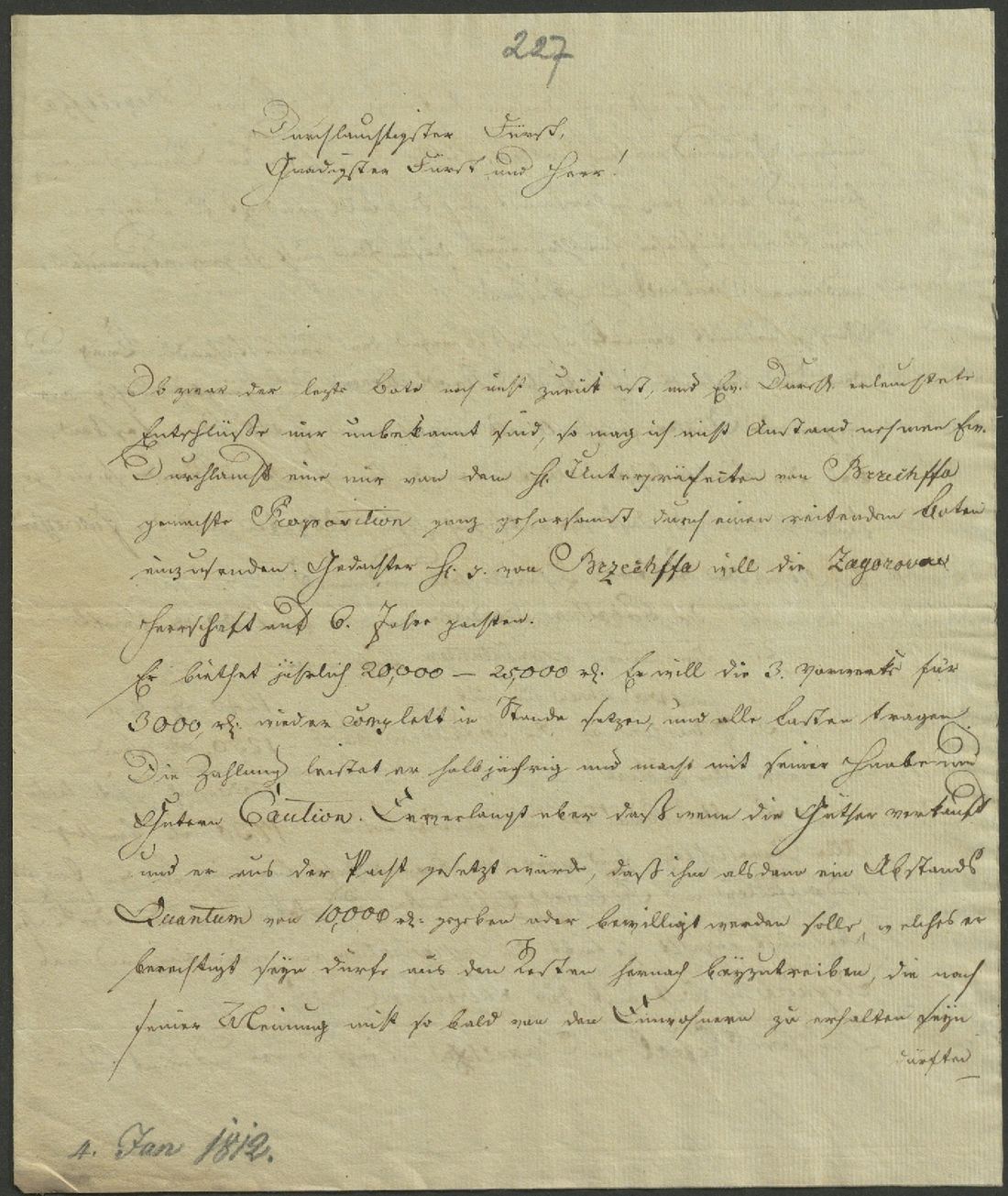Manuscript page 1 of letter 227
