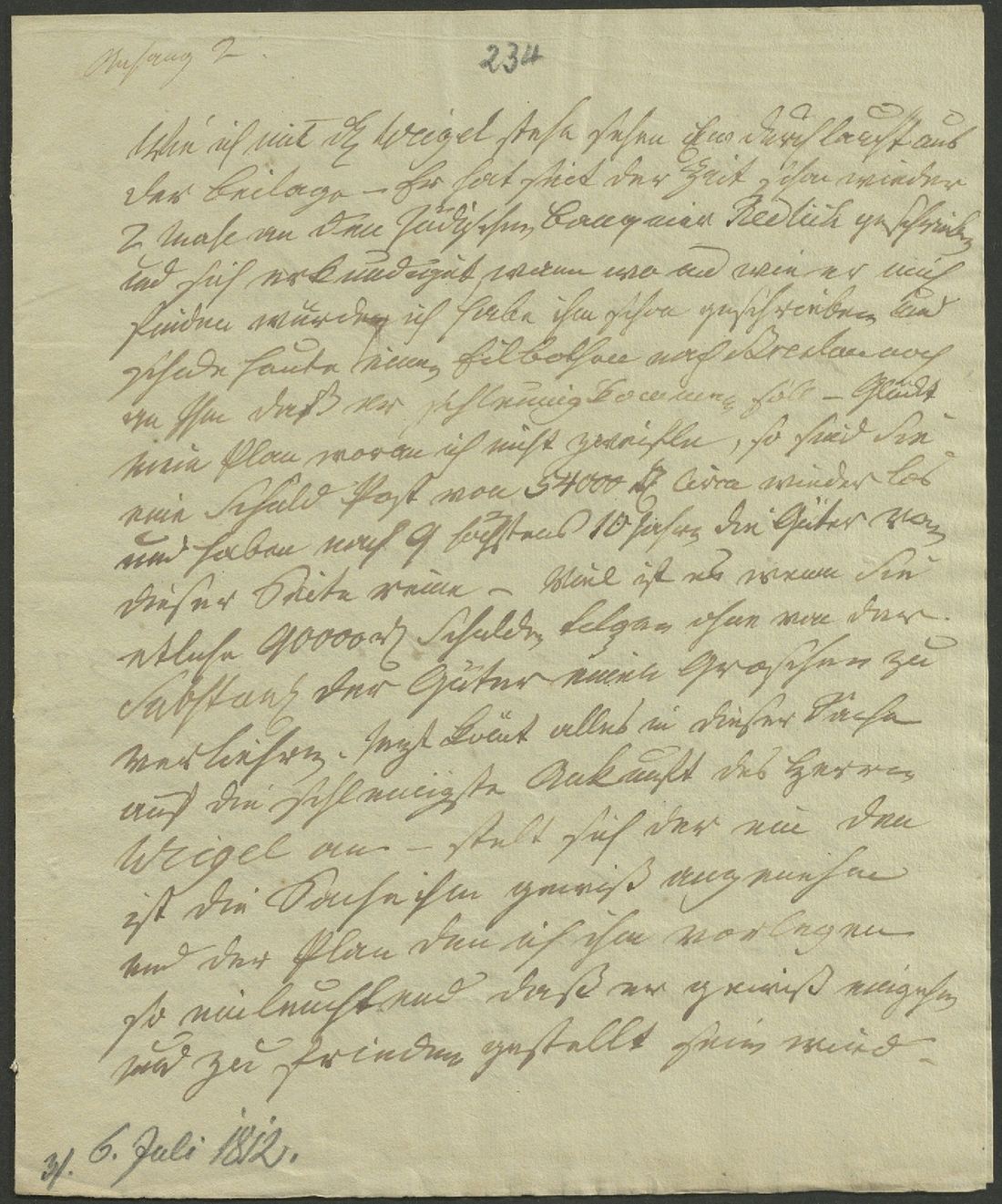 Manuscript page 1 of letter 234