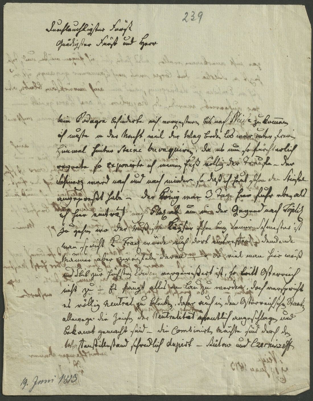 Manuscript page 1 of letter 239