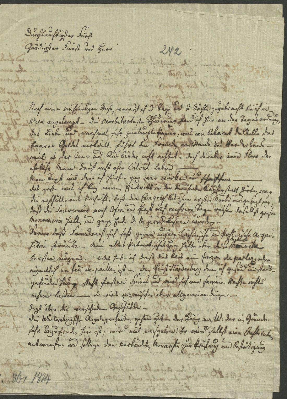 Manuscript page 1 of letter 242