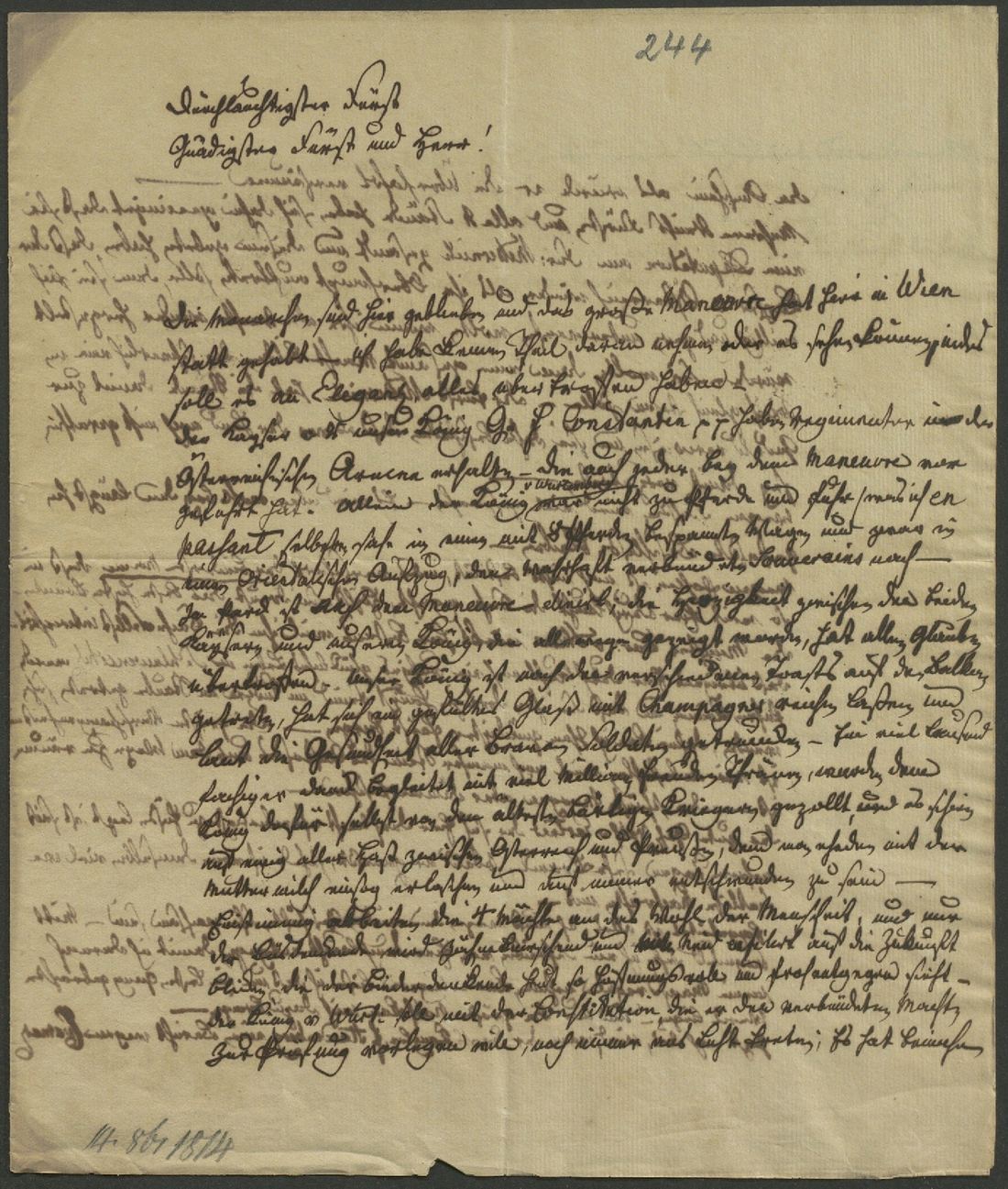 Manuscript page 1 of letter 244