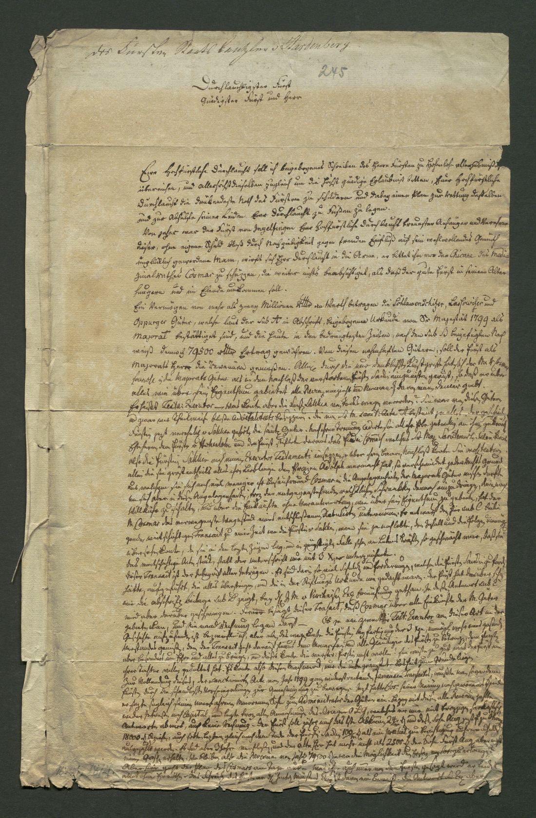 Manuscript page 1 of letter 245
