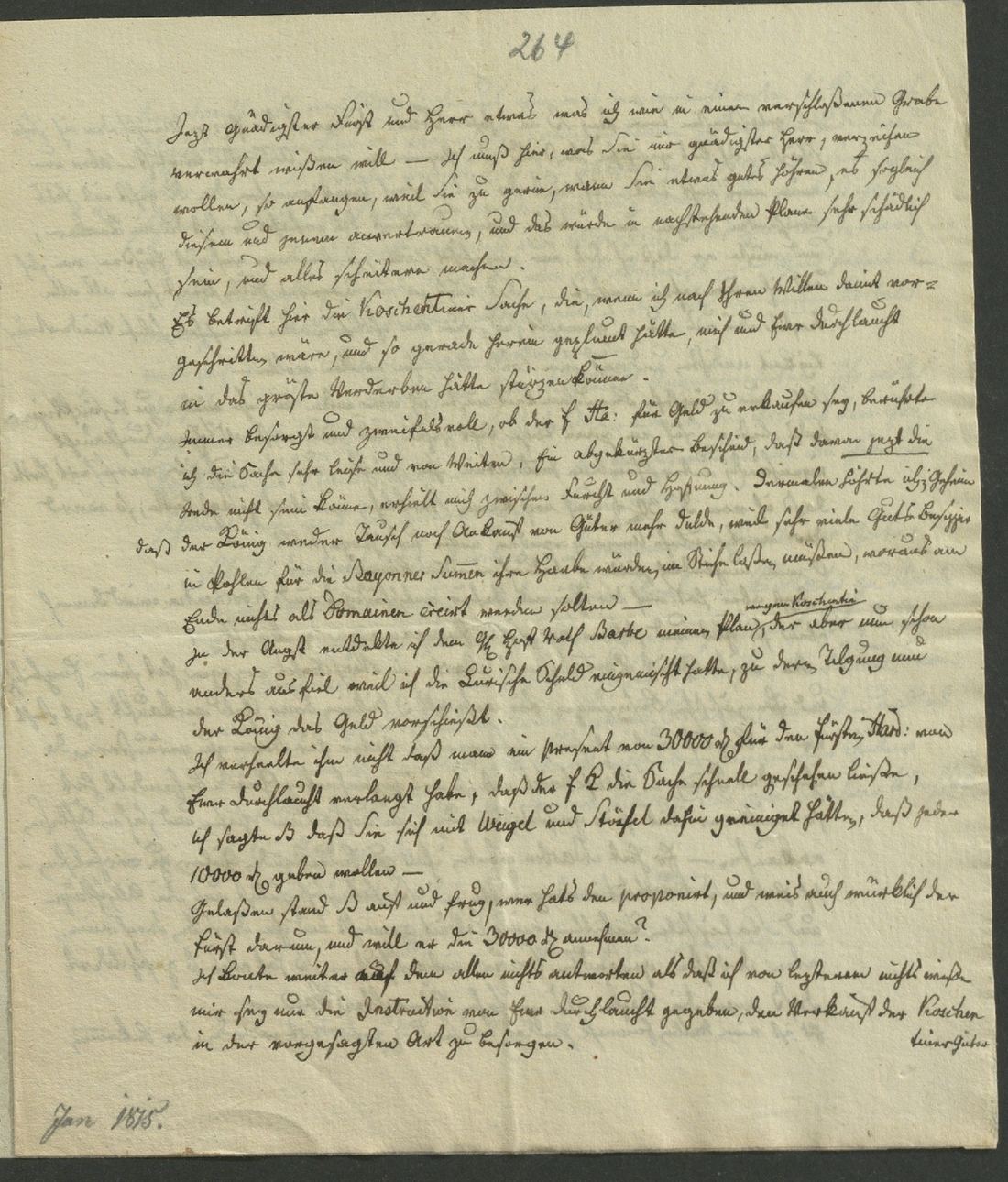 Manuscript page 1 of letter 264