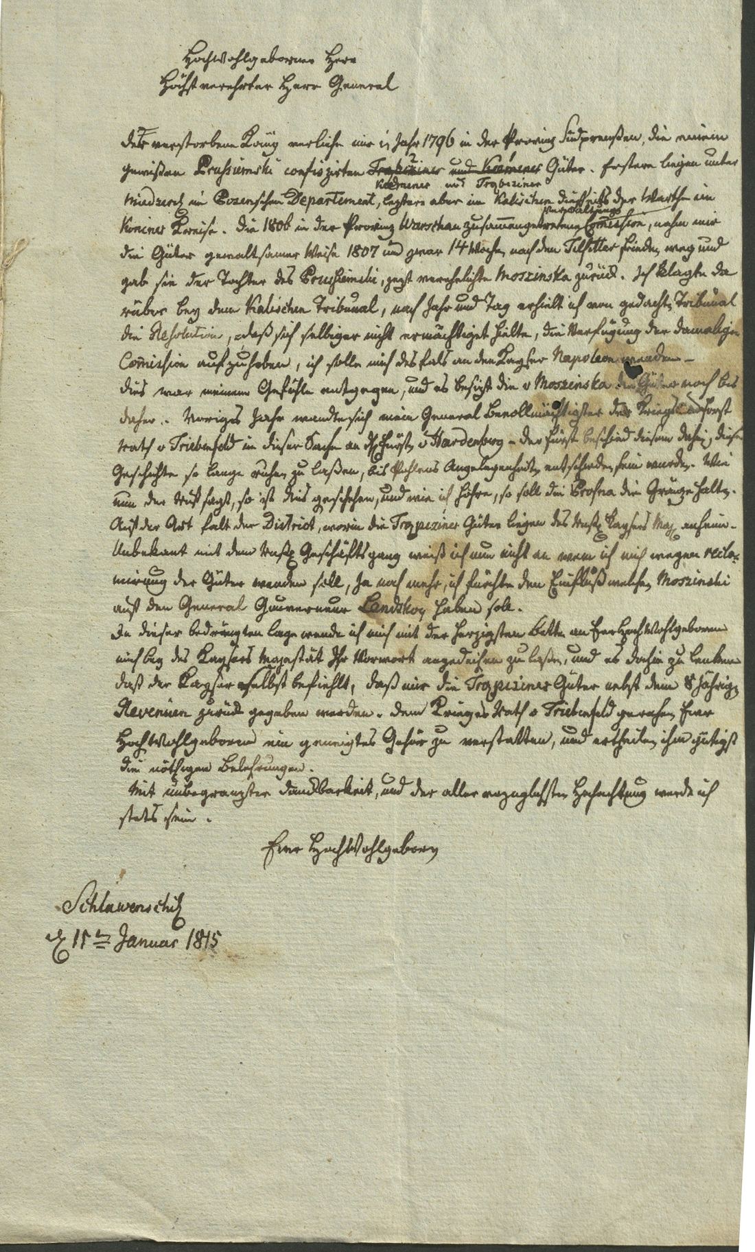 Manuscript page 1 of letter 265b
