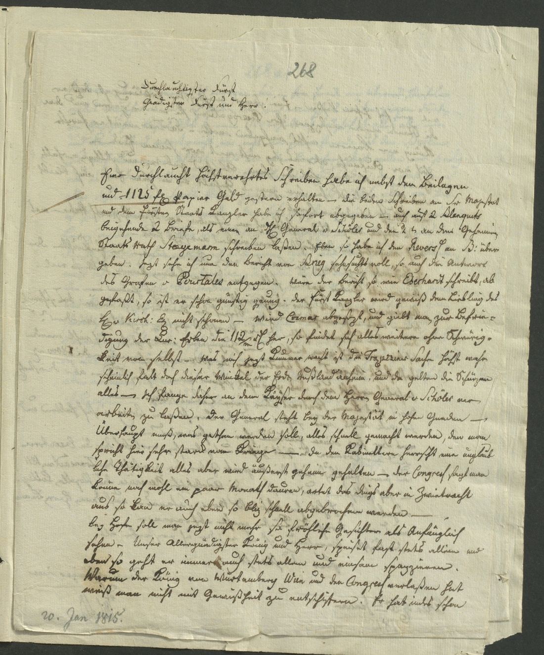 Manuscript page 1 of letter 268