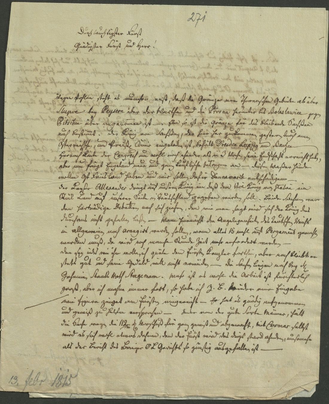 Manuscript page 1 of letter 271