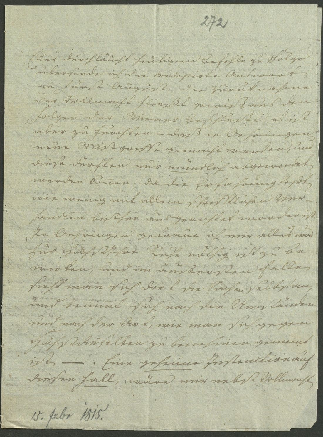 Manuscript page 1 of letter 272
