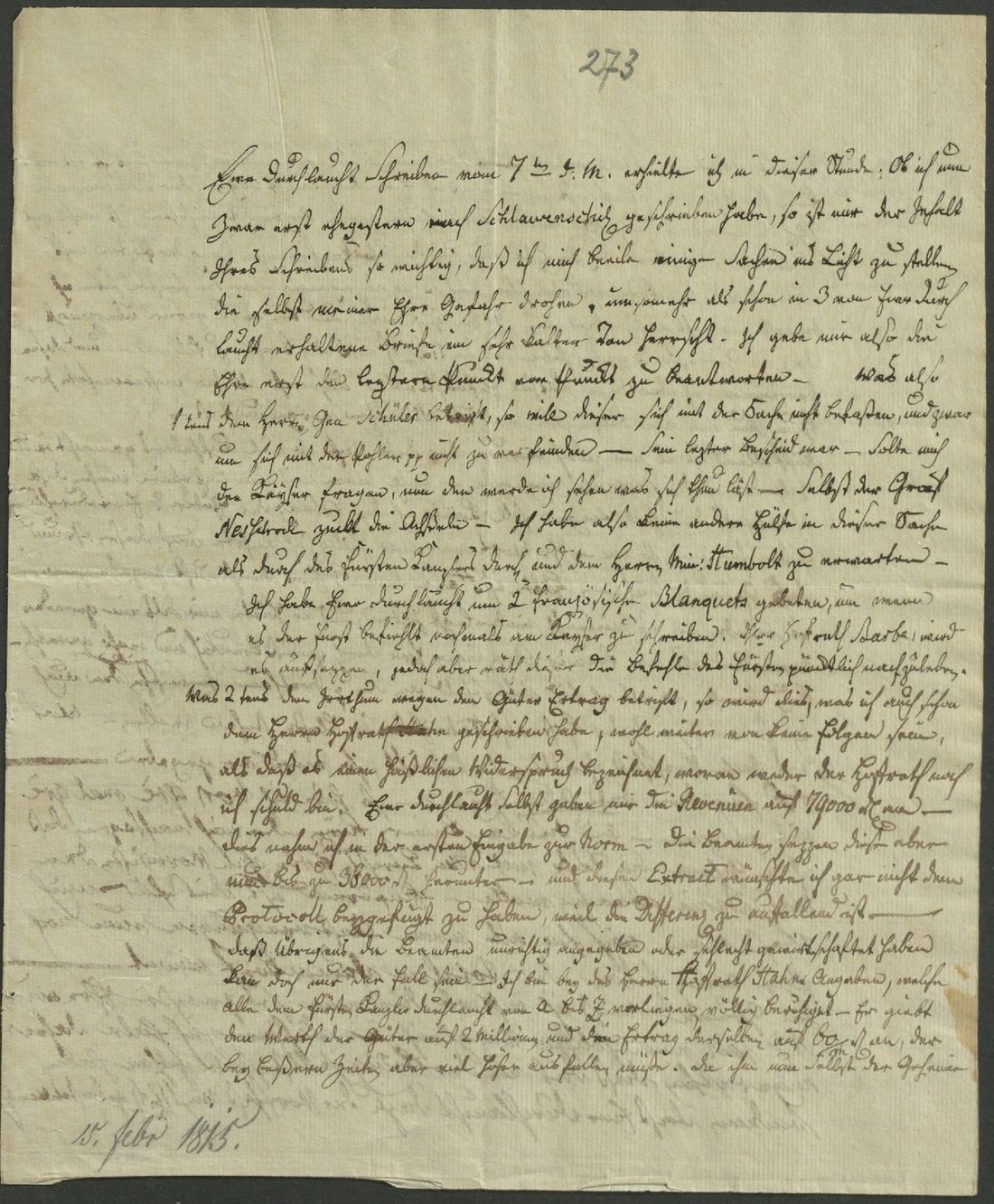 Manuscript page 1 of letter 273