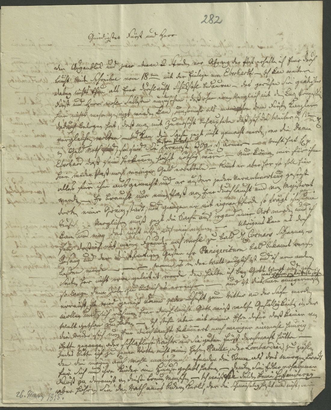 Manuscript page 1 of letter 282