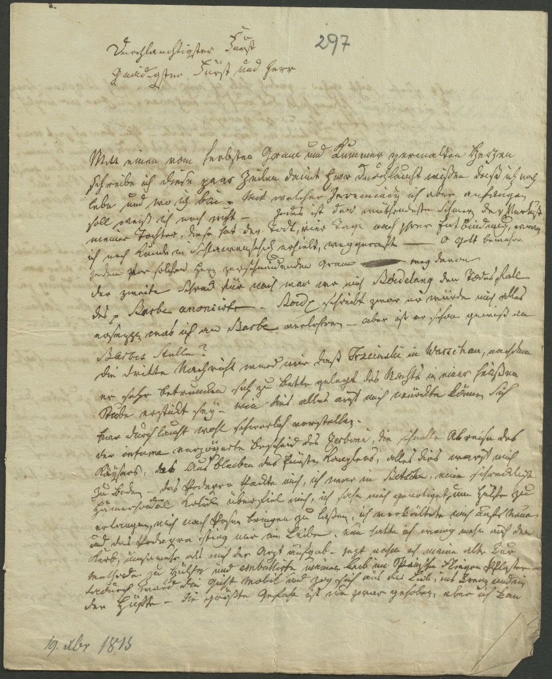 Manuscript page 1 of letter 297