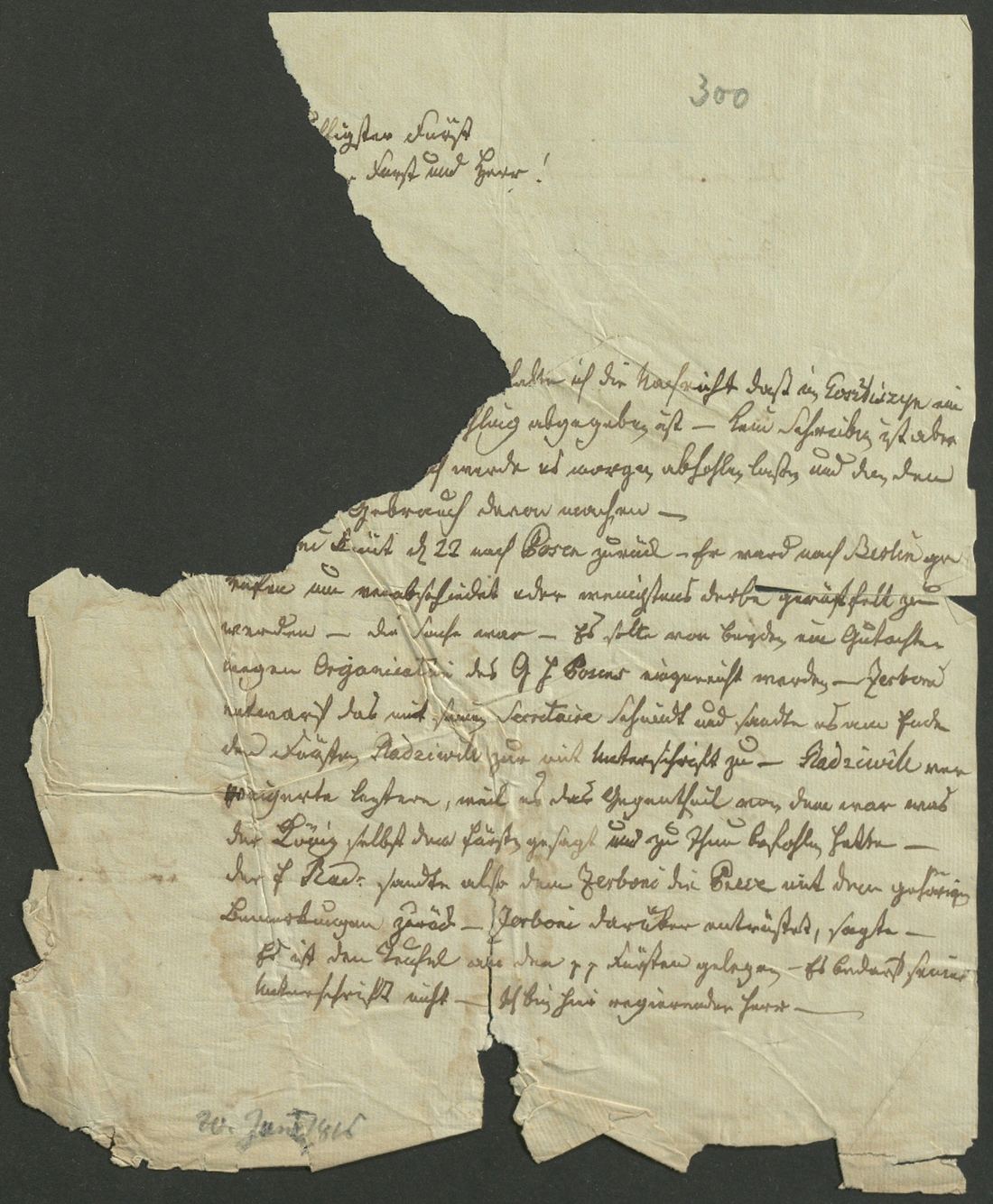 Manuscript page 1 of letter 300